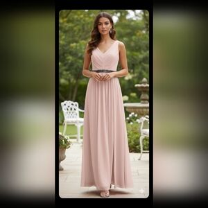 David's Bridal Strapless Blush Gown